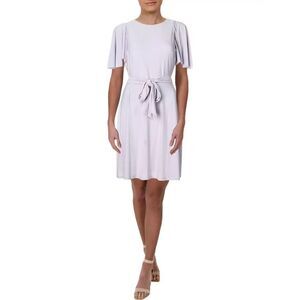 Ralph‎ Lauren Gaelyn Dress Womens 8 Purple Tie-Waist Jersey Flutter Sleeve NEW